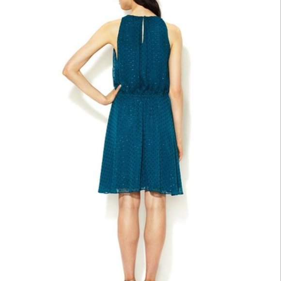 Erin Fetherston Teal Shirred Neck Sheath Bnwt Orig Price Cocktail Dress - Picture 6 of 9